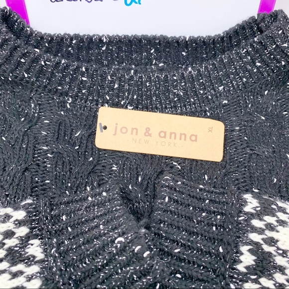 Jon & Anna Crewneck Sweater White / Black XL NWT - Picture 13 of 16